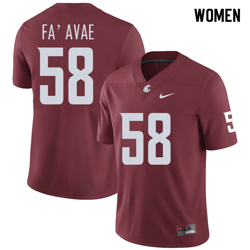 Women #58 Fa'avae Fa'avae Washington State Cougars College Football Jerseys Sale-Crimson